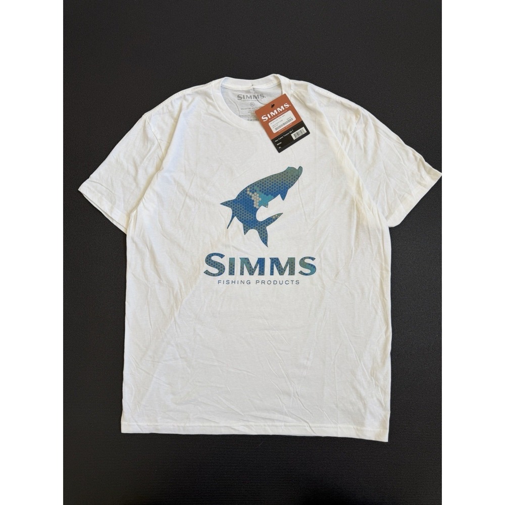 SIMMS Fishing Tarpon Short Sleeve Soft T-shirt Hex Flo Camo White  XL New!